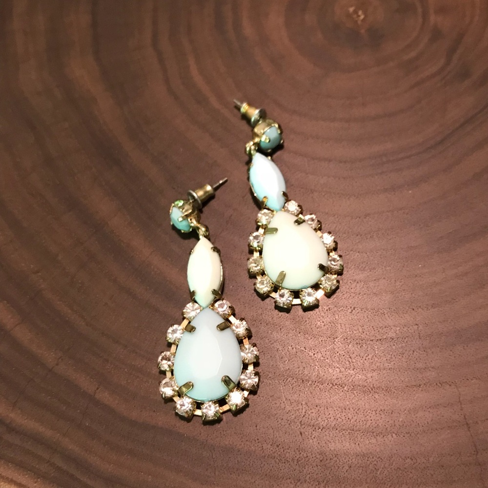 Light blue chandelier earrings